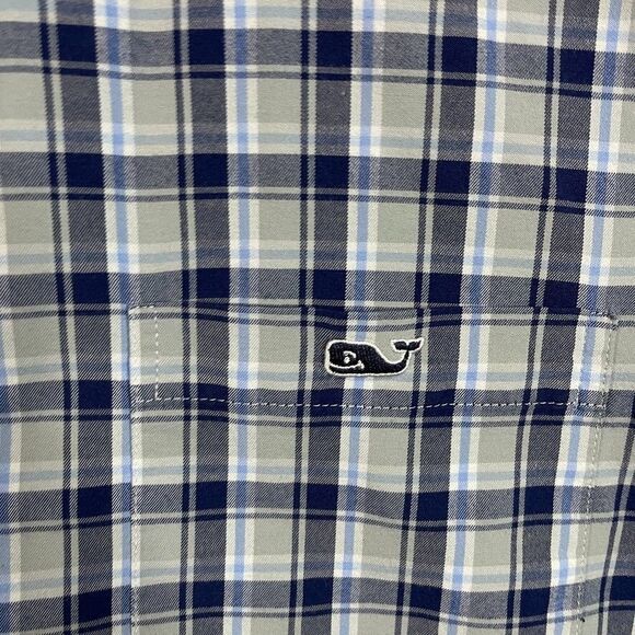 Vineyard Vines Shirt Mens Large Blue Plaid Performance Classic Fit Tucker - Picture 5 of 12